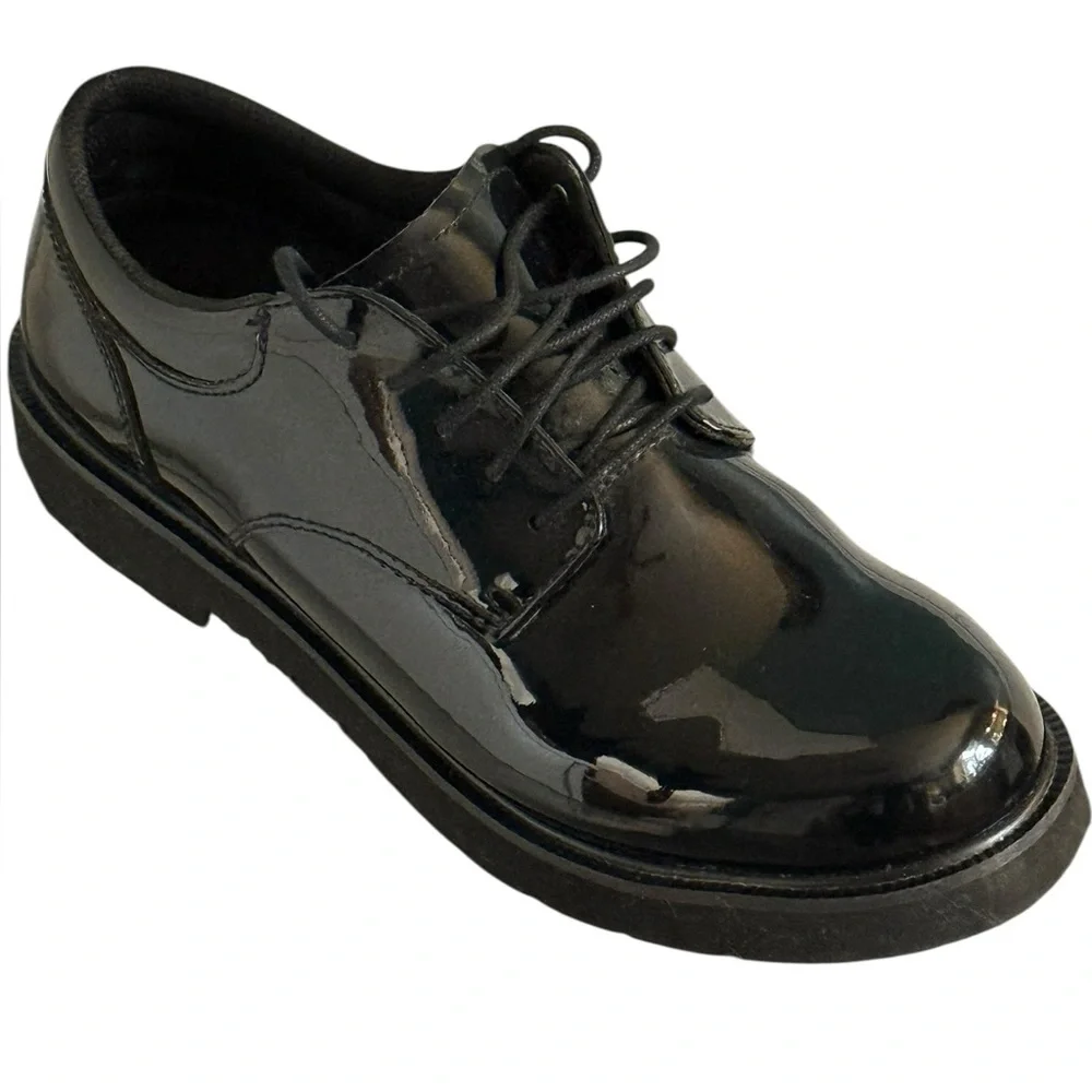 Bates Black High Gloss Uniform Dress‎ Oxford Lace Up Shoes E22141 Men’s SZ 10M